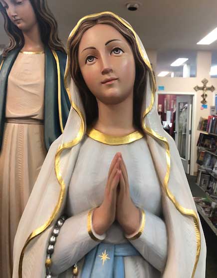 Our Lady of Lourdes 48" Full Color Fiberglass Statue from Italy