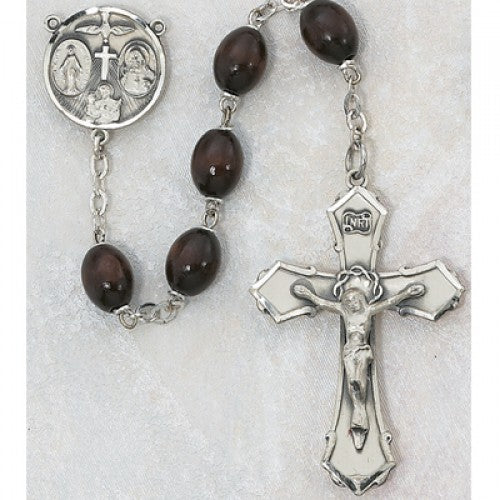 6X8MM BROWN WOOD OVAL ROSARY