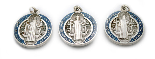 St. Benedict Medal with Blue and Red Enamel (Lot of 3)