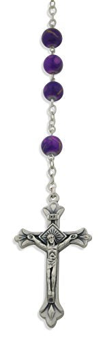 Glass Bead Catholic Rosary - Multicolor (Amethyst)