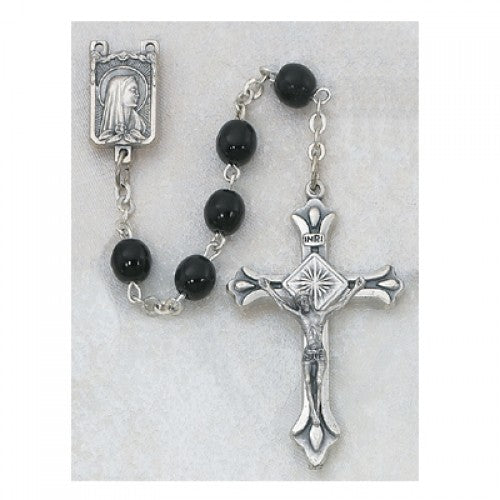 BLACK GLASS ROSARY