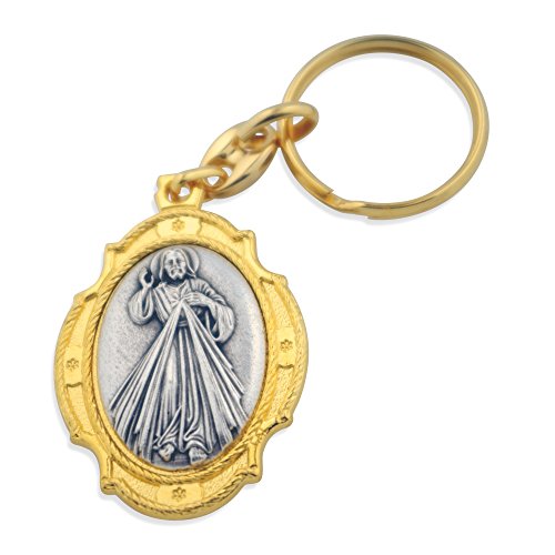 Deluxe Gold Catholic Keychain (Divine Mercy / Immaculate Conception)