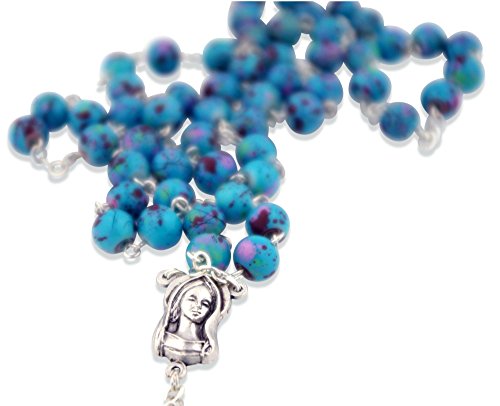 Glass Bead Catholic Rosary - Multicolor (Water)