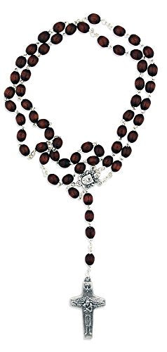 Pope Francis Papal Wood Rosary with Good Shepherd Cross