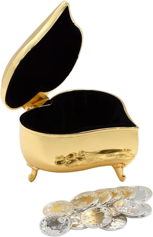 Corazón Bendito: 13 Silver-Tone Coins and Wedding Tokens in Heart-Shaped Keepsake Box