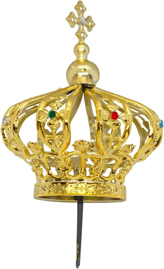 Gold May Crowning Crown for Blessed Virgin Mary – 3" x 2.75" with Stabilizing Pin