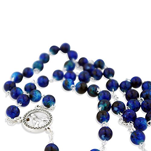 Deluxe Glass Bead Rosary (Blue)