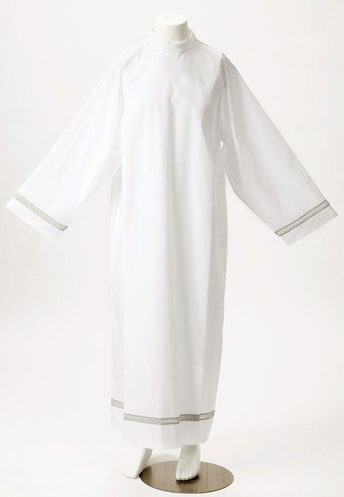 Tergal Alb in Slightly Off-White | Lightweight Italian Clergy Vestment for Mass and Liturgy - X-Large