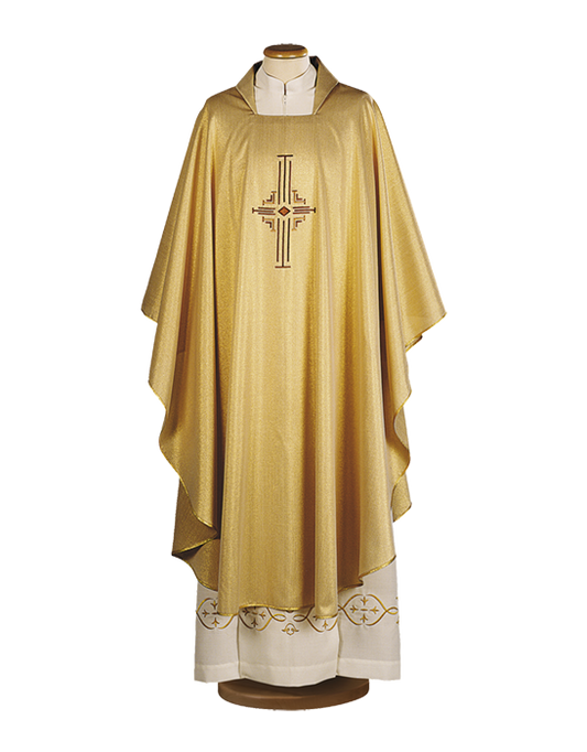 Economical Gold Chasuble – Lightweight 100% Polyester with Classic Embroidery for Traditional Liturgical Celebrations
