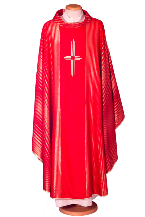 Striped Lurex Wool Chasuble – Lightweight Liturgical Vestment with Front and Back Embroidered Cross