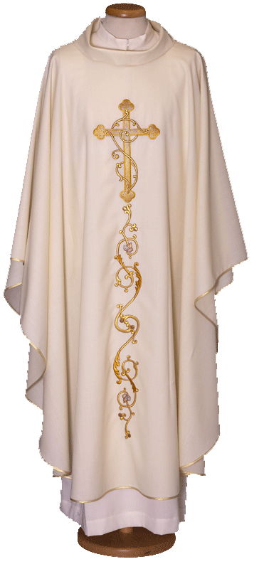 Pure Wool Chasuble with Classic Embroidery – Elegant Liturgical Vestment for Traditional Celebrations