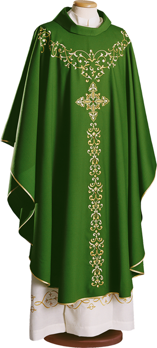 Pure Wool Chasuble with Classic Embroidery – Elegant Liturgical Vestment for Catholic Mass and Clergy Celebrations