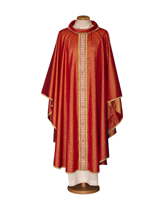 Gold Lurex Wool Chasuble with Swarovski-Embellished Stole – Elegant Liturgical Vestment for Solemn Catholic Celebrations