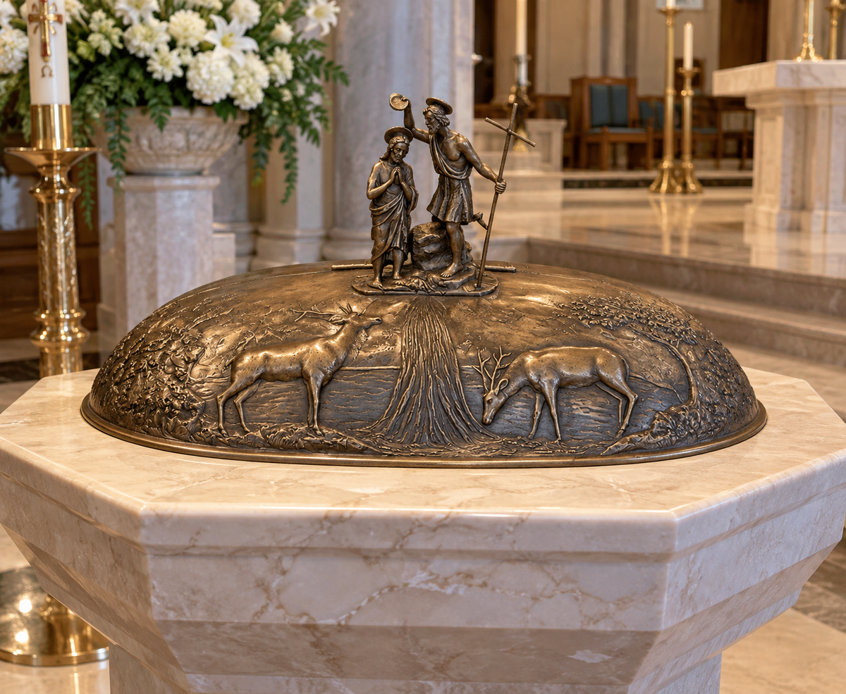 Folding Baptismal Font Lid – Decorative Church Baptismal Font Cover
