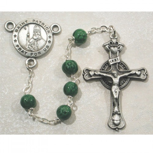 7MM GREEN ST. PATRICK ROSARY