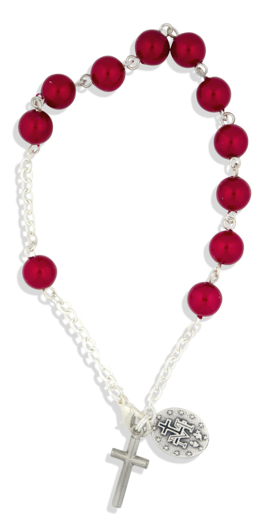 One Decade Rosary Bracelet with Clasp and Pearlized Beads