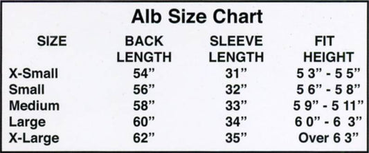 Silky Smooth Poplin Alb with 5" Lace Bands and Latin Cross IHS Embroidery – Elegant Clergy Vestment - X-Large