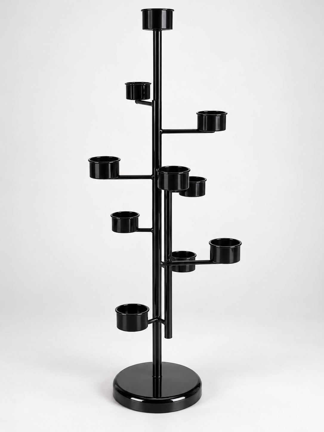 Modern Black Metal Multi-Cup Votive Candle Tree Stand