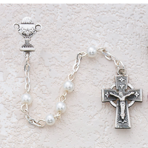 SS 5MM WHITE COMMUNION ROSARY
