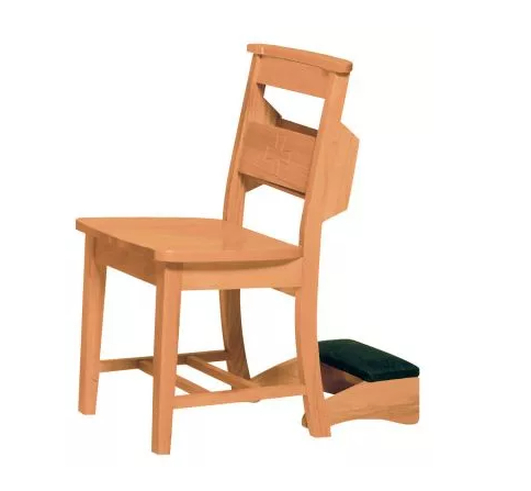 Divine Comfort Prie Dieu Chair with Wooden Back and Padded Seat
