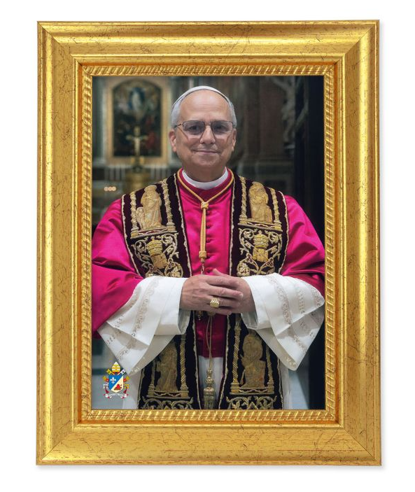 6-3/4"X8-3/4" Framed Fine Textured Art Print of Pope Leo XIV