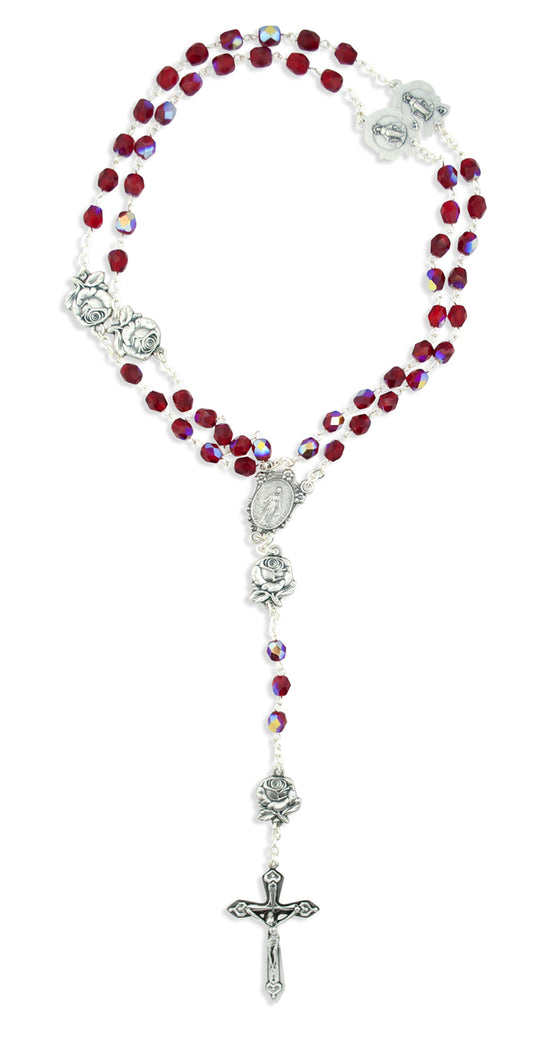 Immaculate Conception Catholic Rosary with Glass Beads (Red)