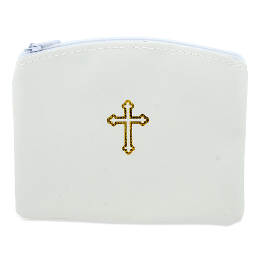 Beautiful Catholic Rosary Case (White, 1 Pack)
