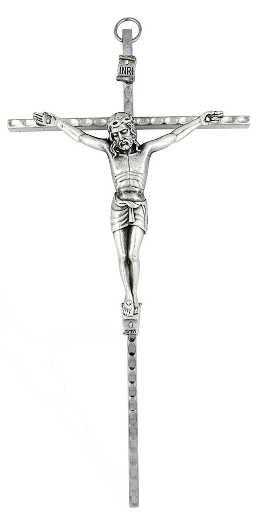 Wall Crucifix with Hammered Silver-Tone Finish - by Venerare