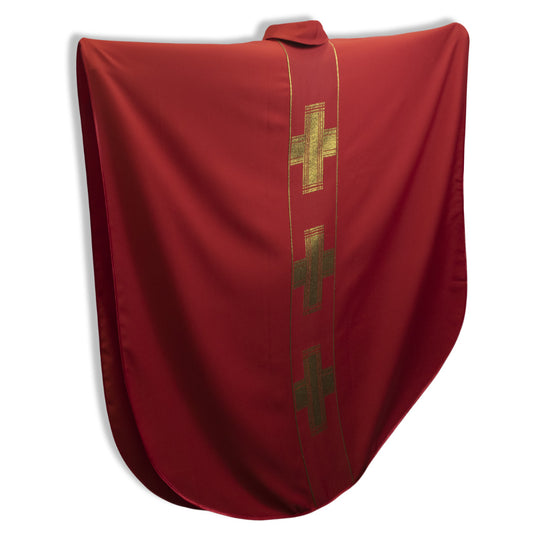 Venerare - 3 Gold Crosses Front & Back, Red