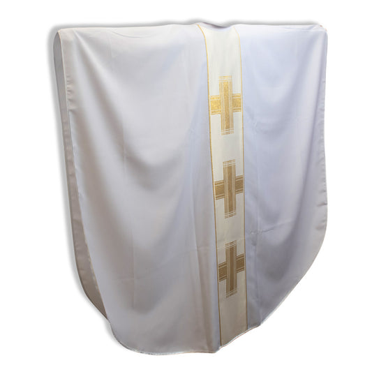 Venerare - 3 Gold Crosses Front & Back, Gold/White