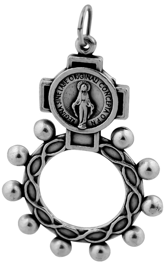 One Decade Rosary Ring with Miraculous Medal