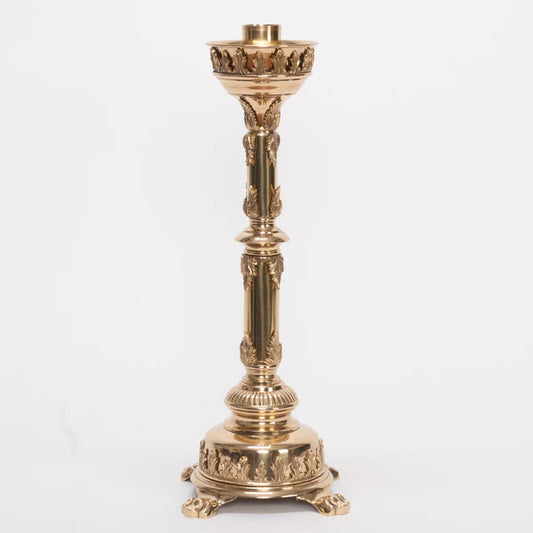 Traditional Brass Smooth Stem Altar Candlestick – Classic Altar Candle Holder with 1-1/2" Socket
