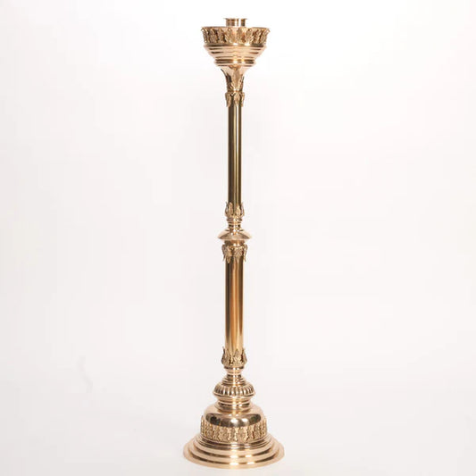 Smooth Stem Altar Candlestick – 45 Inch Brass Altar Candle Holder | Polished & Lacquered | Matches H-108 & H-109 Altar Products