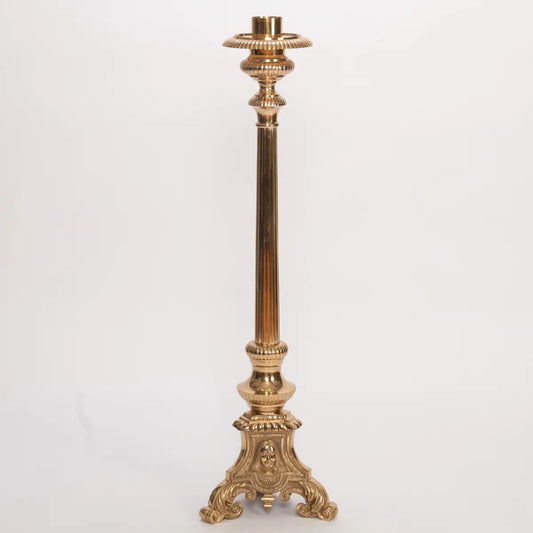 Traditional Holy Family Altar Candlestick – Brass Church Candle Holder with 2" Socket | Polished & Lacquered