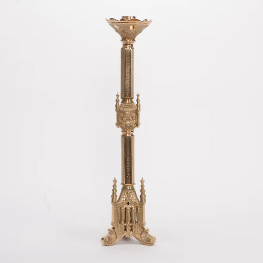Altar Candlestick | 24" Traditional Gothic Brass Altar Candlestick with 1 1/2" Socket