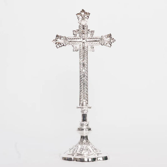 Silver Plated Altar Cross | Traditional Catholic Crucifix with INRI