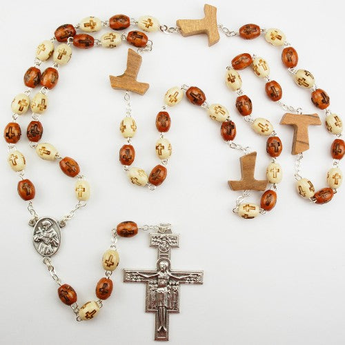 WOOD TAU ROSARY
