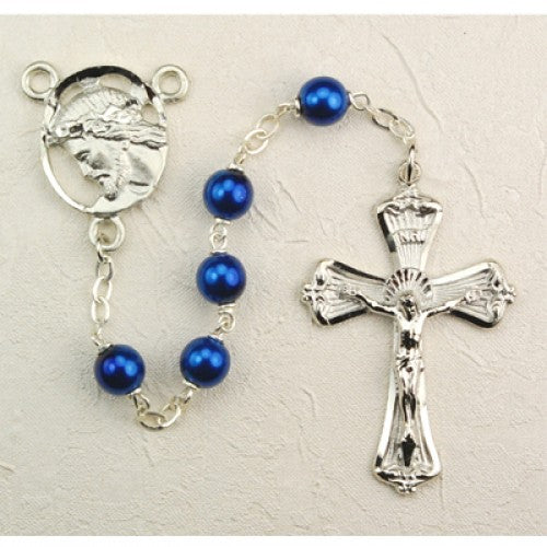 7MM BLUE METALLIC ROSARY