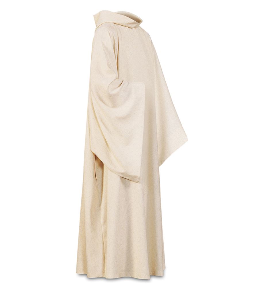 Sanctuary Alb in Beige Padre Fabric – 45% Wool, Washable Liturgical Vestment for Mass, Baptism, and Lectors -X-Large