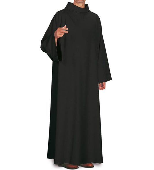 Sanctuary Alb in Black Livorno Fabric by Slabbinck – Soft Wool Blend, Washable Clergy Vestment - X-Small