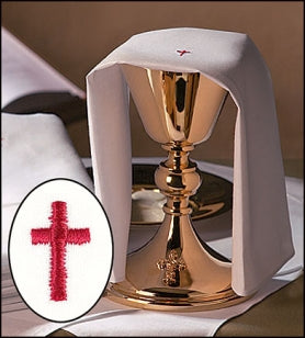 100% Linen Red Cross Chalice Pall - 12/pk