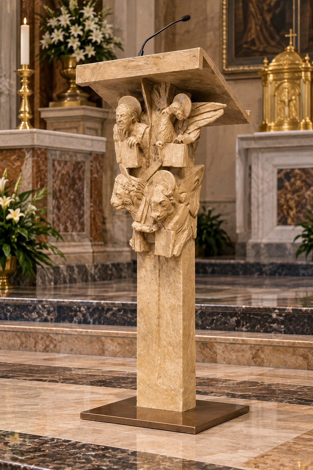 Custom Catholic Church Ambo – 130 cm Liturgical Pulpit & Scripture Lectern