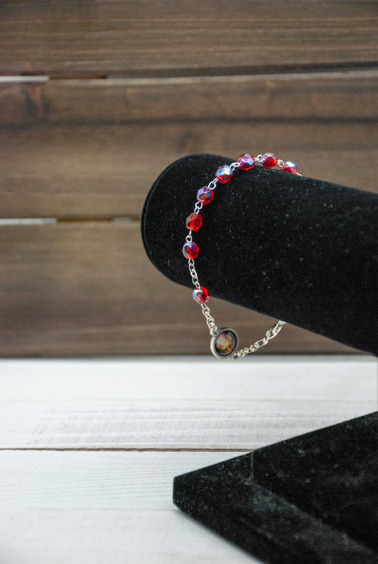 Italian Crystal One Decade Rosary (Our Lady of Grace) (Red)