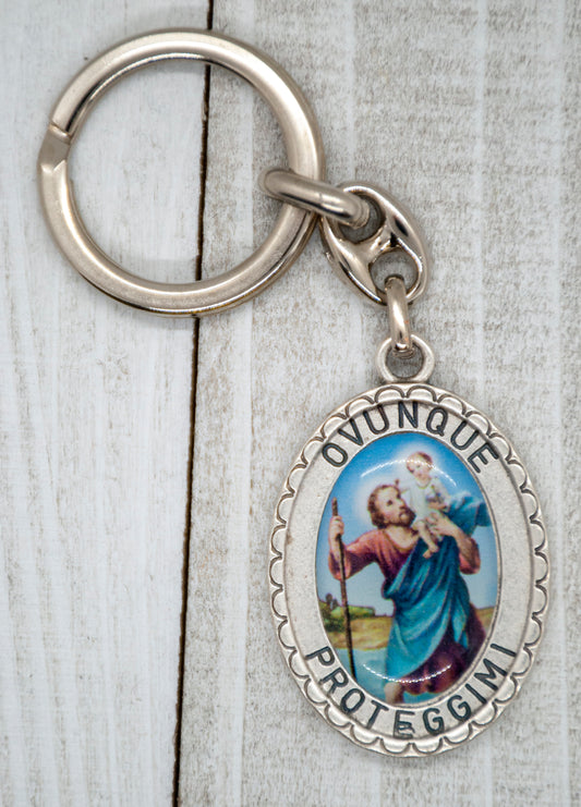 3" Deluxe Holy Subject and Saint Keychain in Full Color (Saint Christopher)