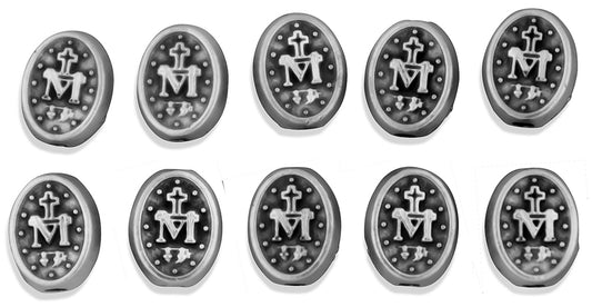 7mm Miraculous Medal / Immaculate Conception Beads - Pack of 10