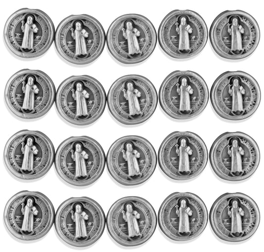 10mm Bulk Saint Benedict Medal Rosary Beads - Pack of 25