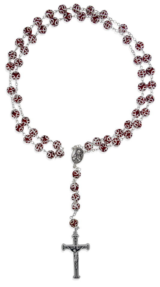 Our Lady of Mount Carmel Scapular Rosary with Capped Glass Beads