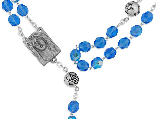 Sorrowful Mother Rosary with Crown of Thorns Crucifix and Crystal Beads