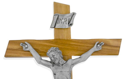8" Olive Wood Cross with Notched Edges