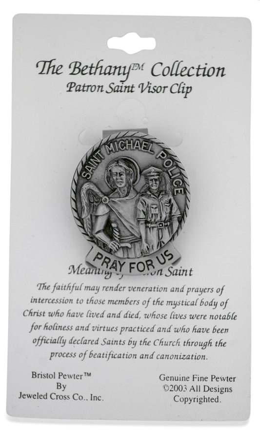 Solid Pewter Saint Michael the Archangel Visor Clip